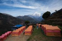 World Expeditions private eco campsites at Landruk in the Annapurna region, Nepal.